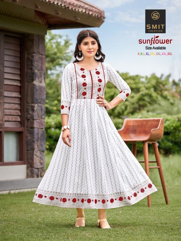 Sunflower Anarkali Designer Embroidery Kurti Collection For Diwali 